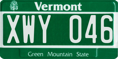 VT license plate XWY046