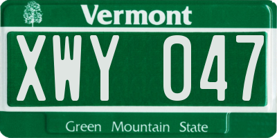 VT license plate XWY047