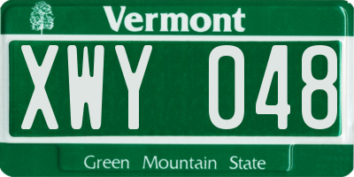 VT license plate XWY048