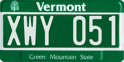 VT license plate XWY051