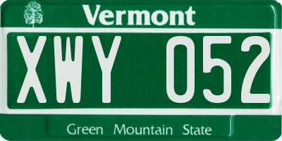 VT license plate XWY052