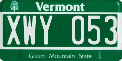 VT license plate XWY053