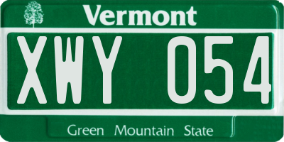 VT license plate XWY054