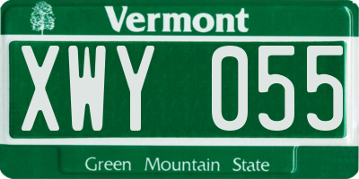 VT license plate XWY055