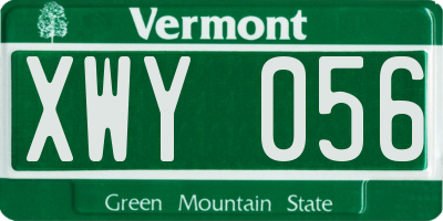 VT license plate XWY056