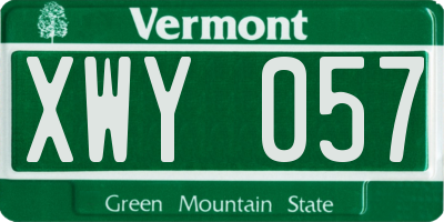 VT license plate XWY057