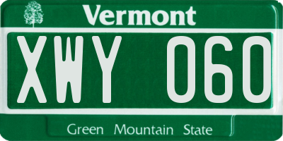 VT license plate XWY060