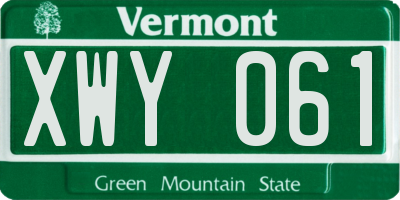 VT license plate XWY061