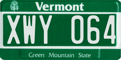 VT license plate XWY064