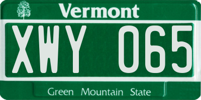 VT license plate XWY065
