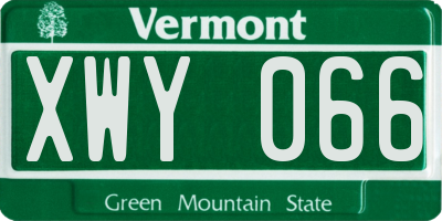 VT license plate XWY066