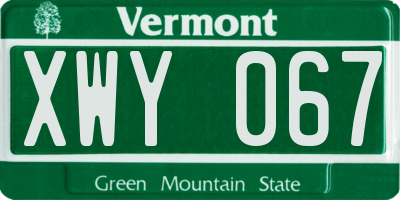 VT license plate XWY067