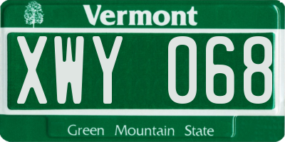 VT license plate XWY068