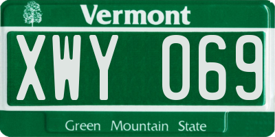 VT license plate XWY069
