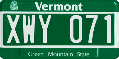 VT license plate XWY071