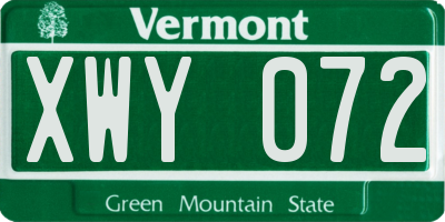 VT license plate XWY072