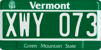 VT license plate XWY073