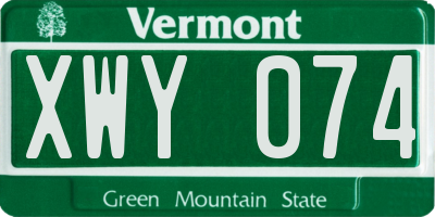 VT license plate XWY074