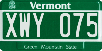 VT license plate XWY075