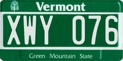 VT license plate XWY076