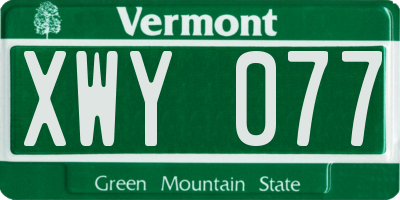 VT license plate XWY077