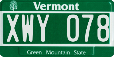 VT license plate XWY078