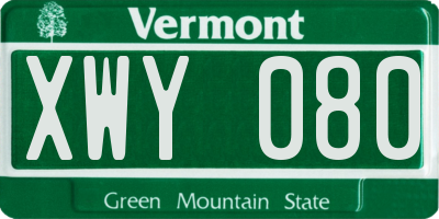 VT license plate XWY080