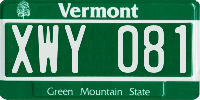 VT license plate XWY081