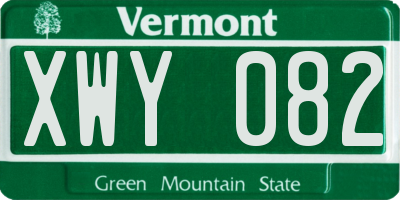VT license plate XWY082