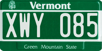 VT license plate XWY085