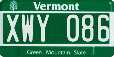 VT license plate XWY086