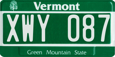 VT license plate XWY087