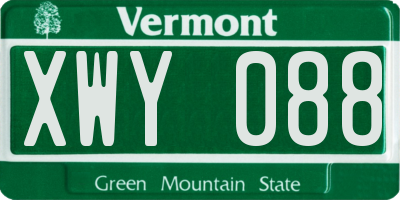 VT license plate XWY088