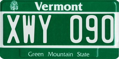 VT license plate XWY090