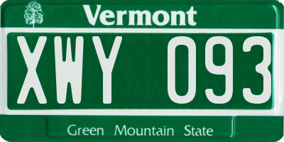 VT license plate XWY093