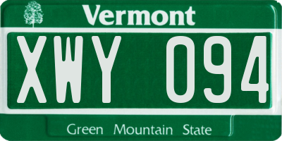 VT license plate XWY094