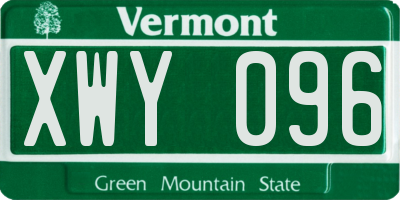VT license plate XWY096