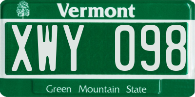 VT license plate XWY098