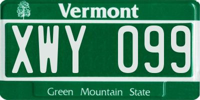 VT license plate XWY099
