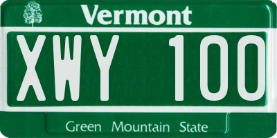 VT license plate XWY100