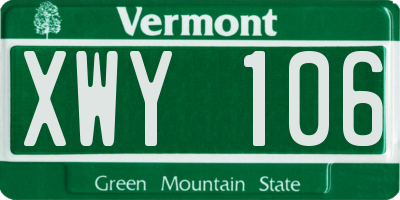 VT license plate XWY106