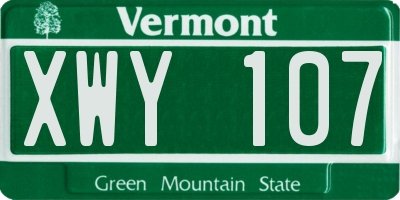 VT license plate XWY107