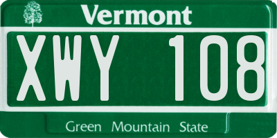 VT license plate XWY108