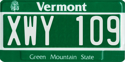 VT license plate XWY109