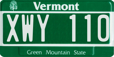 VT license plate XWY110