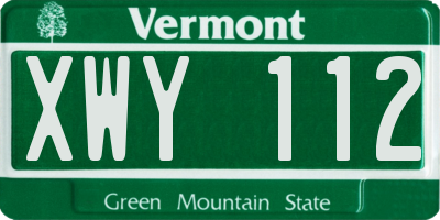 VT license plate XWY112