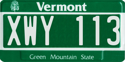 VT license plate XWY113