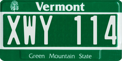VT license plate XWY114