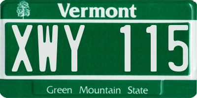 VT license plate XWY115