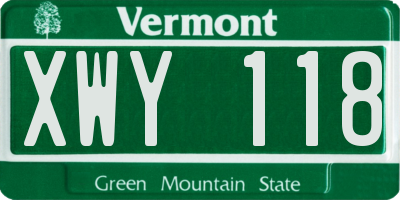 VT license plate XWY118